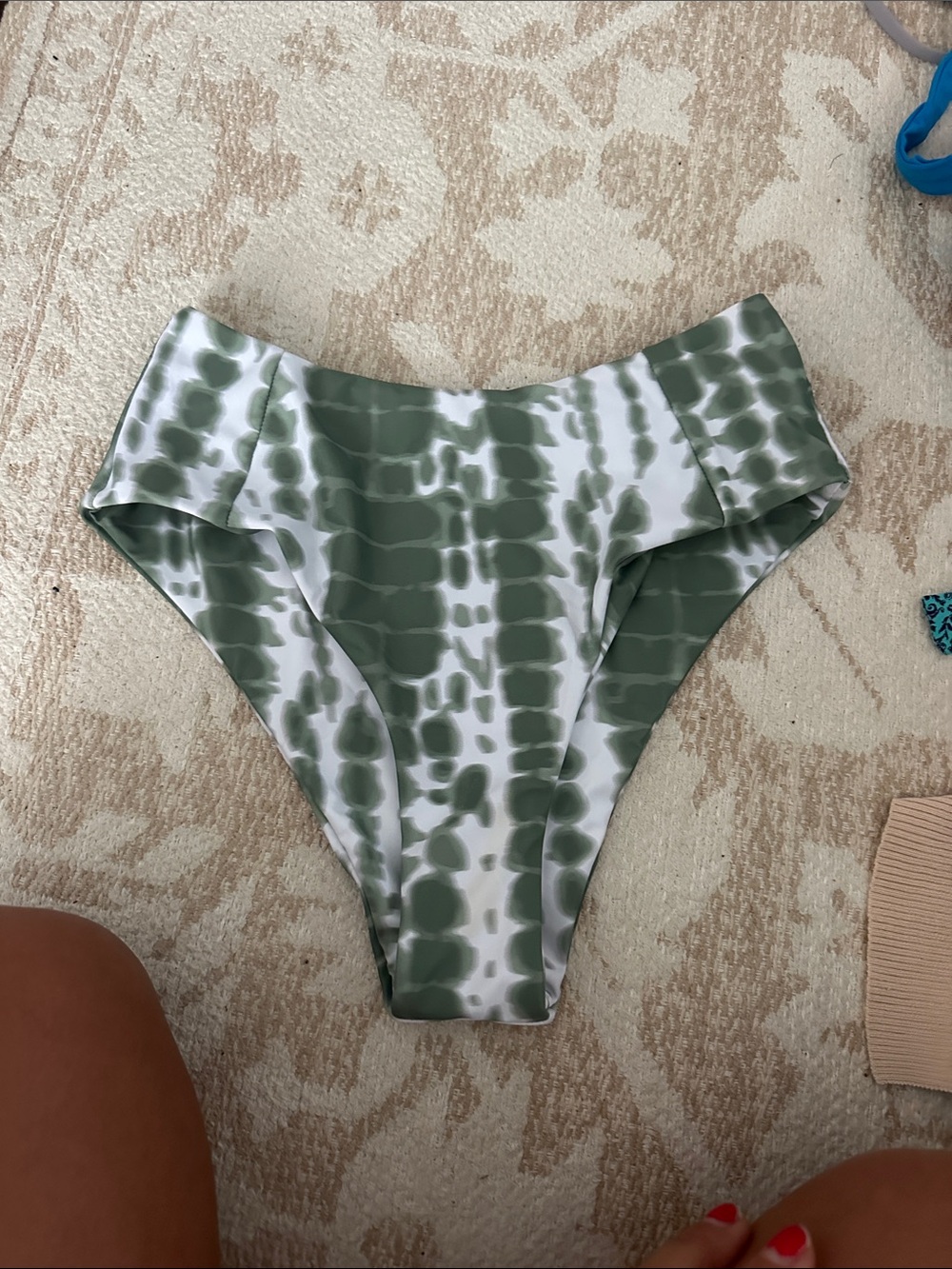Green & White Tie-Dye Bikini Bottoms